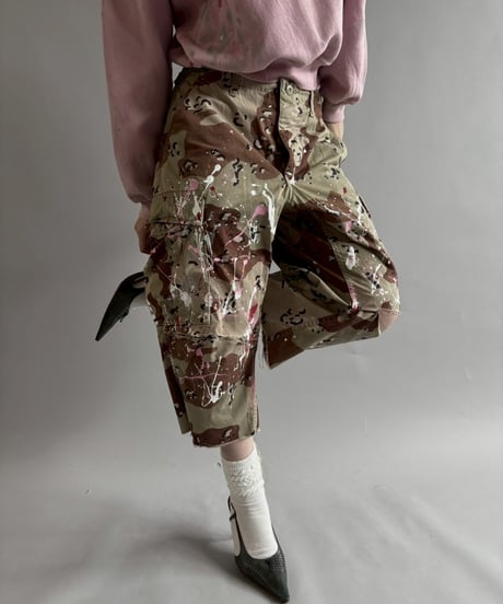 【USED】 Military Camouflage Cut Off Paint Pants /250925-007