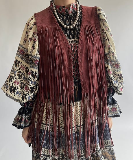 【USED 】Pig Skin Fringe Vest /240912-003