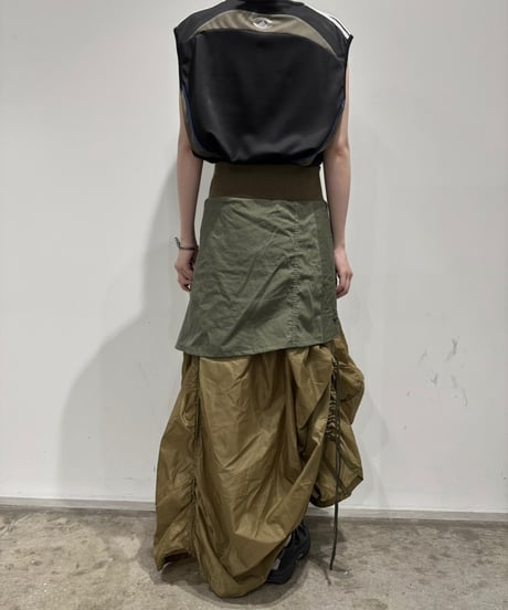 【RE;CIRCLE】 RE U.S Military Rebuild Parachute Layered Skirt Khaki / 260423-007