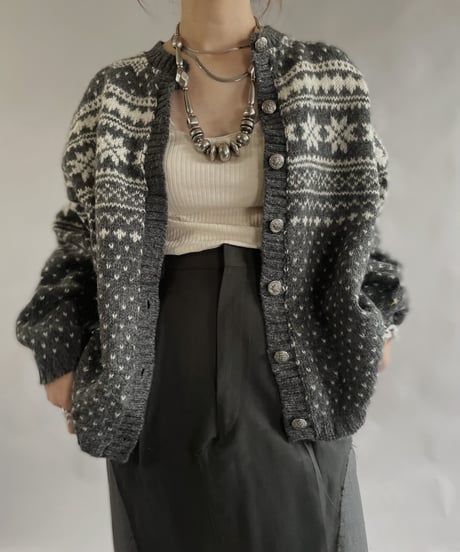 【USED】 Made in USA Wool100% Tirolean Knit Top /240120-011