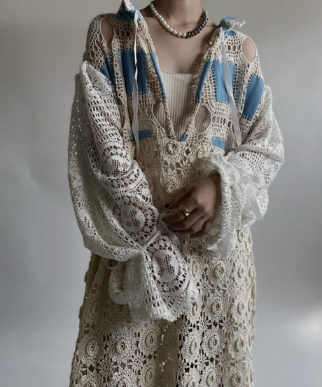 【RE;CIRCLE】 RE Crochet Lace Open Collar One-piece / 220427-033