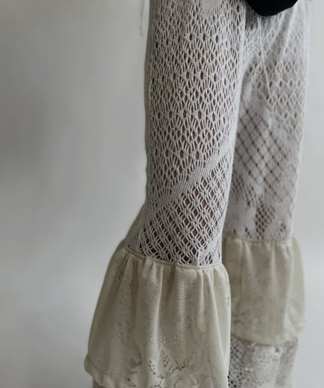 【RE;CIRCLE】 RE Crochet Lace Tiered Pants / 220427-045