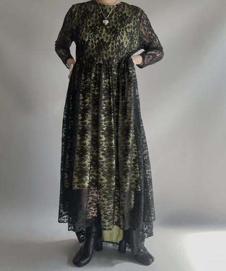 【USED】 Lace Sheer Long One-Piece/ 2301125-028