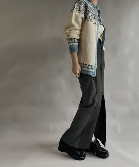 【USED】 Made in Norway Wool100% Tirolean Knit Top /240120-014