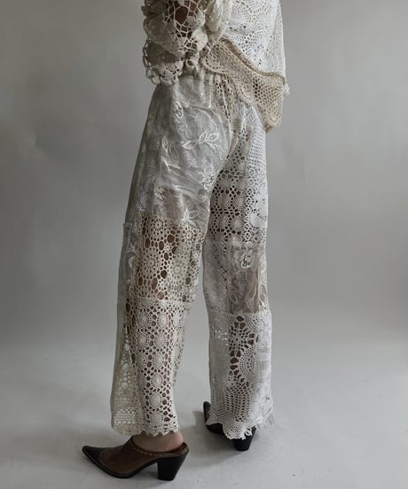 【RE;CIRCLE】 RE Crochet Lace Patchwork Pants / 220427-019