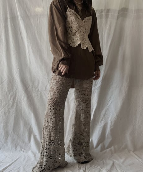 【RE;CIRCLE】 RE Lace Up Silk Pullover Shirt②/210611-014