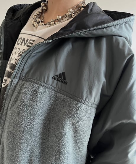 【USED】 90's adidas Nylon Fleece Reversible jacket /241228-016