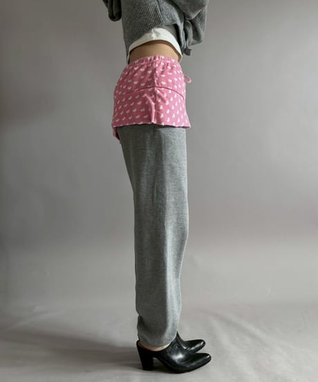 【USED】 Heart Pattern Cut Off Pile Mini Skirt / 260205-008