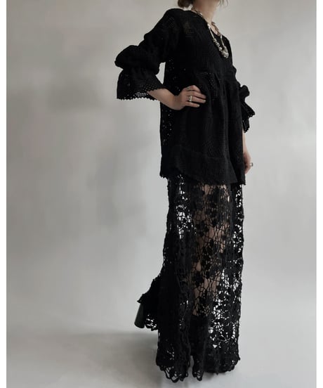 【RE;CIRCLE】 RE Crochet Black Lace One-piece / 220728-021