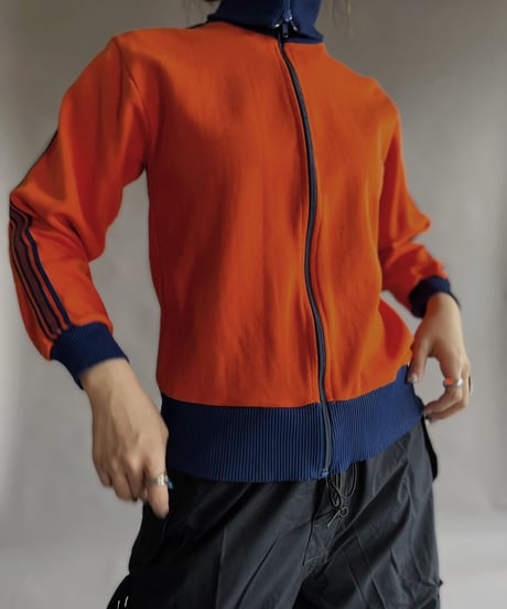 【USED】 Poly Zip-up Line Top Orange / 230128-024