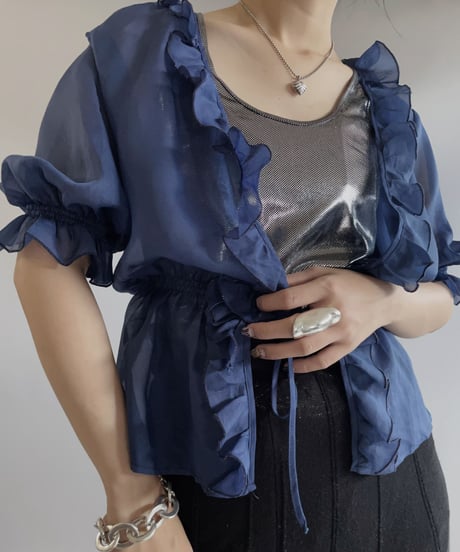 【USED】 Puff Sleeve L/S Sheer Shirt/230819-022