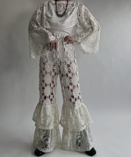 【RE;CIRCLE】 RE Crochet Lace Tiered Pants / 220526-032