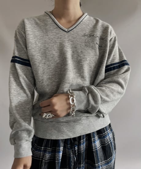 【USED】 Made in USA V-Neck Sweat Top/ 231014-016