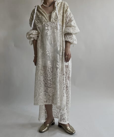 【RE;CIRCLE】 RE Crochet Lace Open Collar One-piece / 220427-030