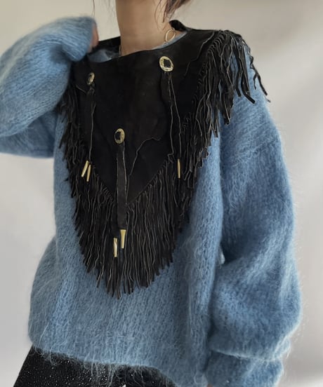 【USED】 Real Leather Fringe Top / 231112-017