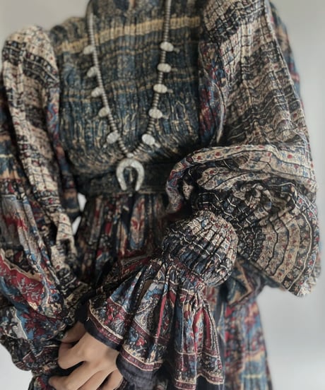 【RE;CIRCLE】 RE Indian Cotton Balloon Sleeved One-piece / 220901-008