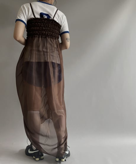 【RE;CIRCLE】 RE Sheer Shirring Camisole One-piece / 230706-006