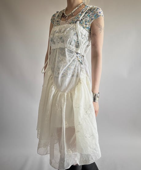 【RE;CIRCLE】RE Crochet Lace Patch work Camisole One-Piece Middle/250731-009