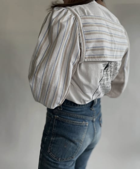 【RE;CIRCLE】 RE Striped Shirt Detachable Collar + Bolero / 220609-011