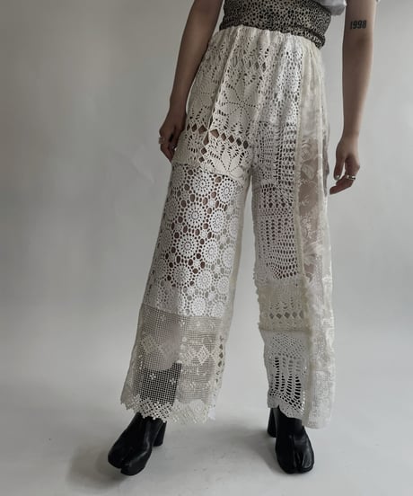 【RE;CIRCLE】 RE Crochet Lace Patchwork Pants / 220526-021