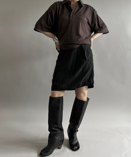 【USED】 Stripe Patterned Mini Skirt /240803-019
