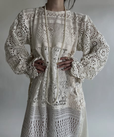【RE;CIRCLE】 RE Crochet Lace Patchwork One-piece / 220526-011