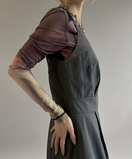 【USED】 Stripe Pattern Pleats Design N/S One-Piece / 260502-012