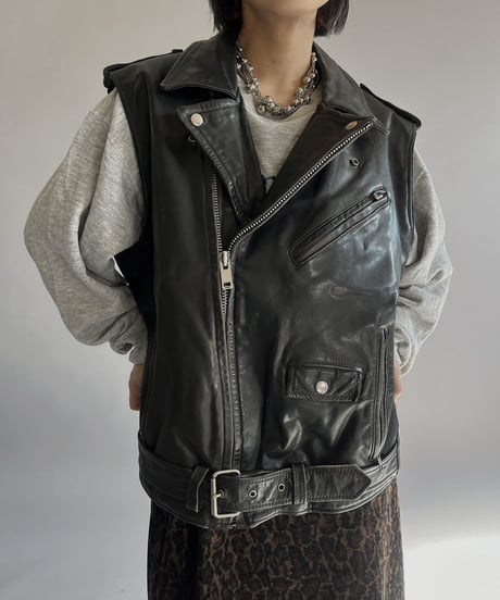 【USED】 Leather Riders Vest/240203-020