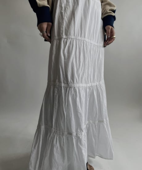 【USED】 White Cotton Long Skirt / 220423-043