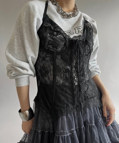 【USED】 Lace Patterned Camisole Corset Top/240928-021