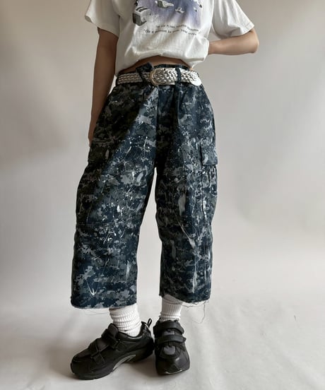 【USED】 Military Camouflage Painted Cut off Shorts  / 250719-002