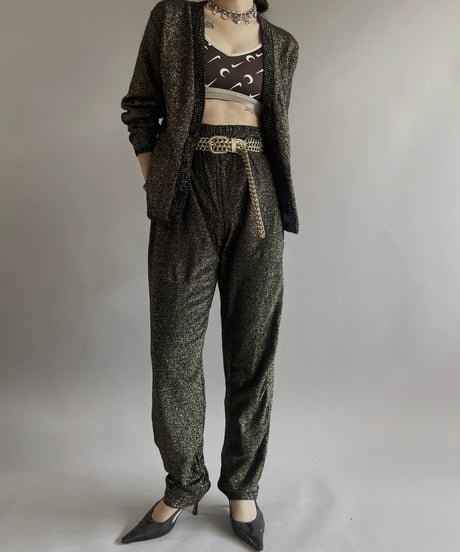【USED】 Made in USA Lame Knit Cardigan Top  /240414-016