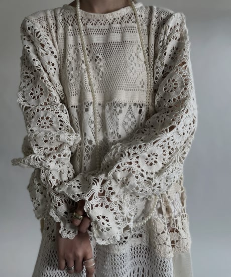 【RE;CIRCLE】 RE Crochet Lace Patchwork One-piece / 220526-011
