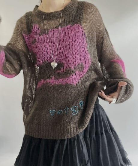 【USED】 MARC JACOBS Star Patterned Mesh Knit Top / 231028-021