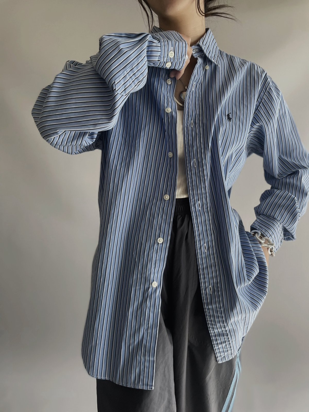 USED】 Ralph Lauren Stripe Patterned Shirt/ 231