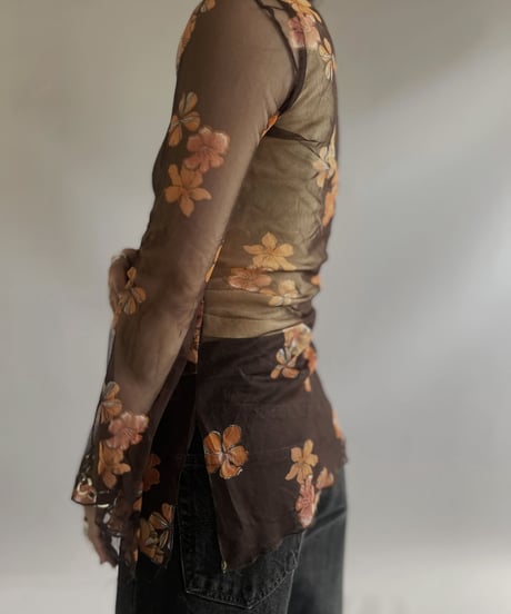 【USED】 Flower Patterned Sheer Top / 230909-010