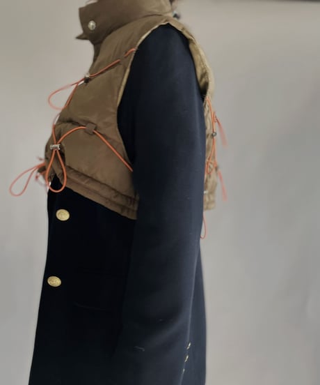 【RE;CIRCLE】 RE Draw Code Down Vest Brown×Orange / 221215-010