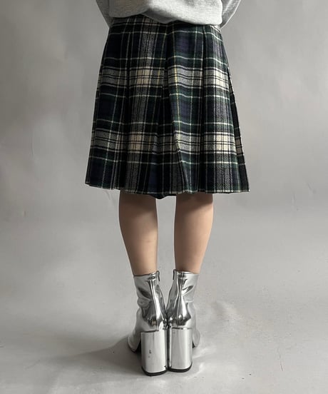 【USED】  Check Patterned Wool Skirt / 241130-020