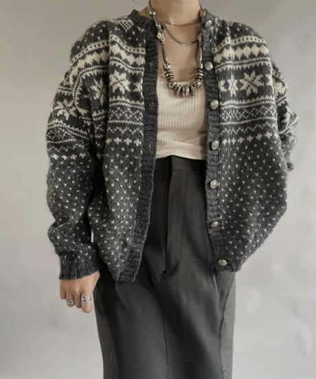 【USED】 Made in USA Wool100% Tirolean Knit Top /240120-011