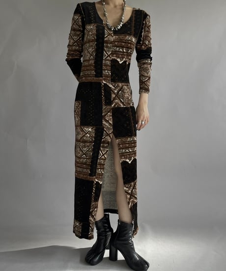 【USED】 Patterned Velour One-Piece /241214-010