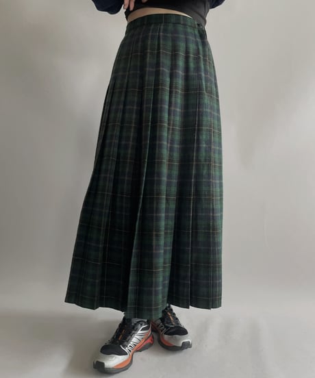【USED】 Tartan Check Tucked Wool Skirt /231021-008