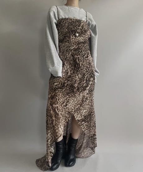 【USED】 Made in USA L/S Leopard Patterned Camisole One-Piece/ 231021-005