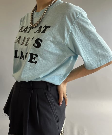 【USED】70~80's Flock Print T-Shirt /240824-050