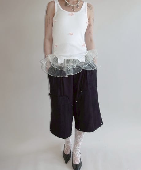【CA MEETS UV】 RE Lace Ribbon Tank Top  / 250807-005