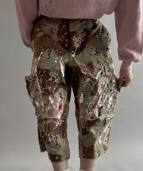 【USED】 Military Camouflage Cut Off Paint Pants /250925-007
