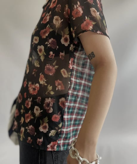 【USED】S/S Flower Patterned Sheer Top/ 230909-017