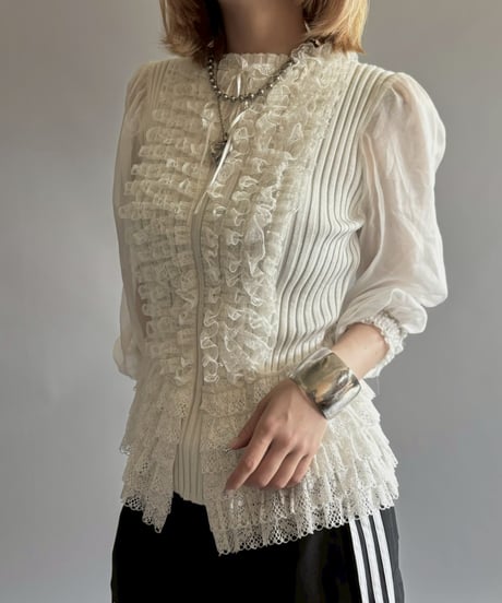 【USED】 Sheer frill knit top / 250913-008