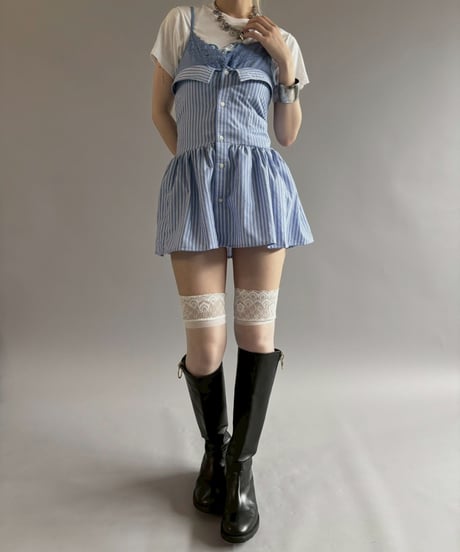 【RE;CIRCLE】  RE Stripe Shirt Mini One-Piece / 260611-004