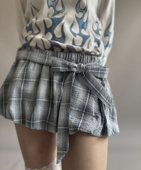 【USED】 Check Pattern Balloon Hem Skirt /260418-022