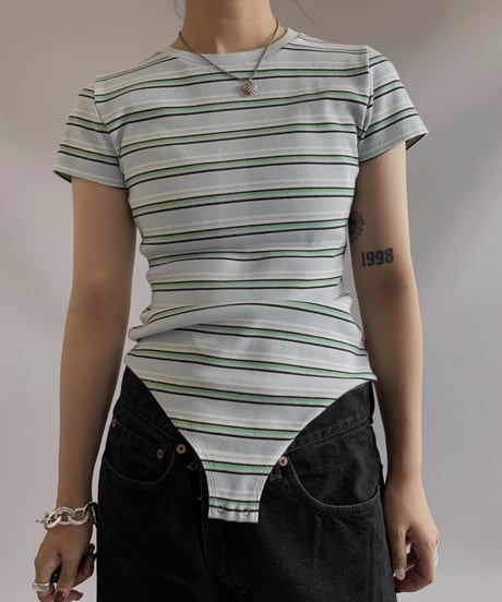 【USED】 Levi's S/S Strip Leotard Top/ 230819-034
